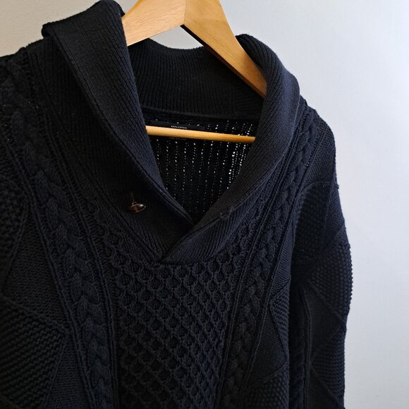 J. Crew Men's L 100% Cotton Cable Knit Cowl Neck Sweater Style 13528 - Picture 4 of 16